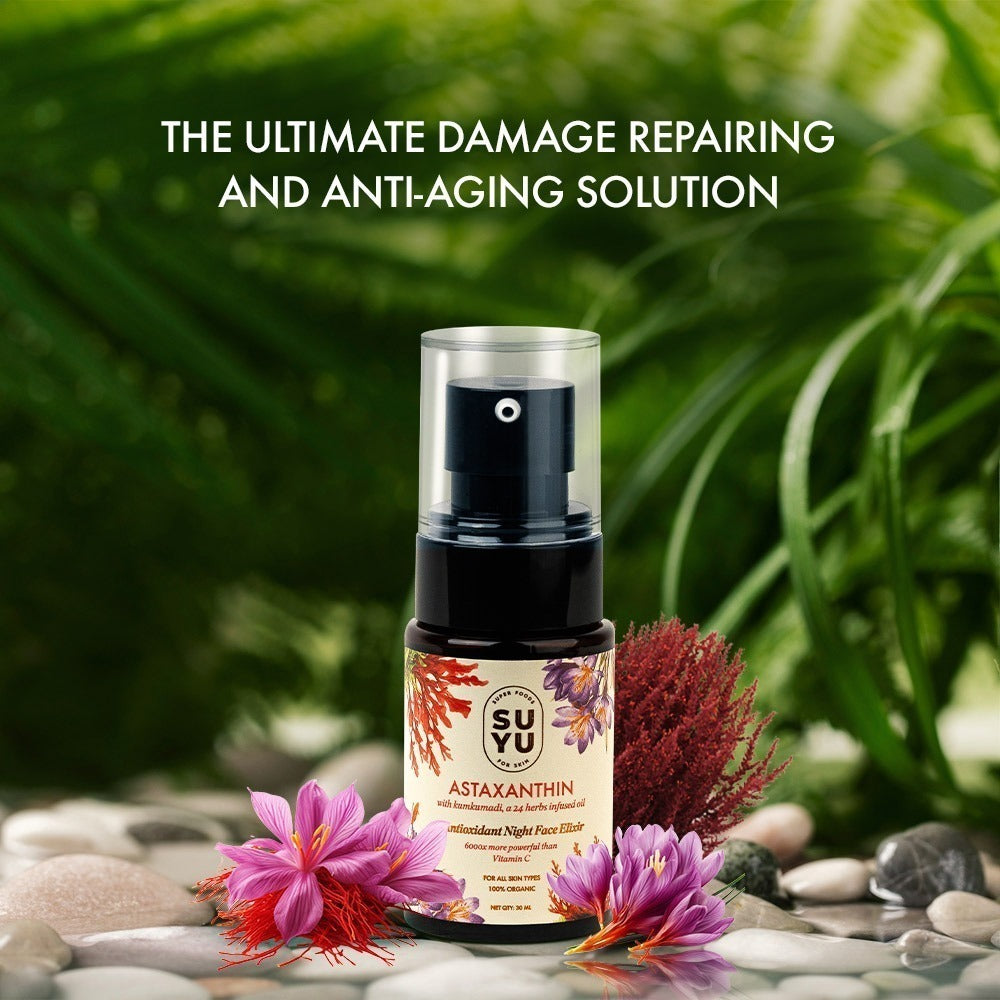 Winter Glow Bundle ---  Astaxanthin Antioxidant Night Face Elixir --- Dandelion Brightening Face Wash